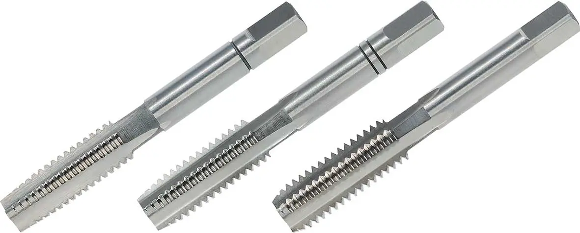 Hand Tap set of 3 pcs. DIN 352 HSS-G left hand thread BSW 1/8 LH – BSW 1” LH