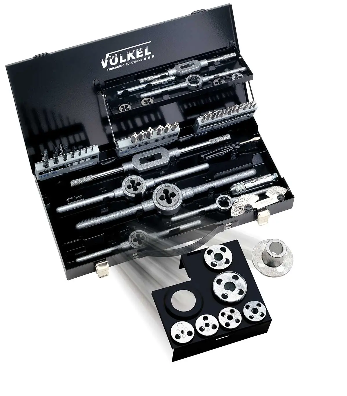 F.Z.1 Hand taps and round dies HSSE VAP (set of 50 pcs.) incl. twist drills + guides for round dies M 3 - M 12