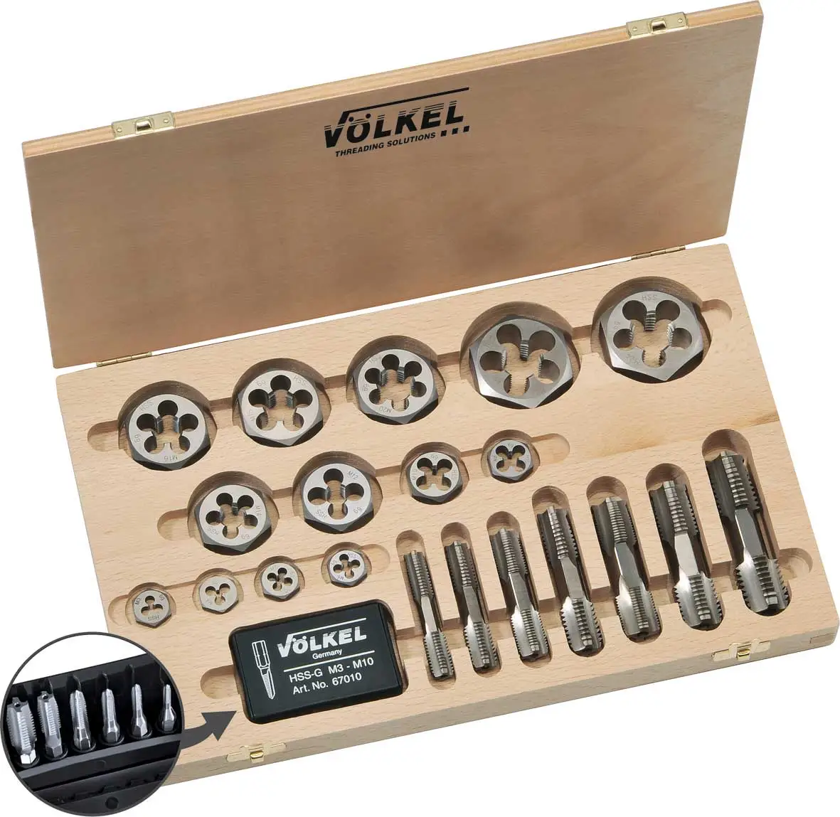 HexTap - Double ended tap, Multi-Drive + hexagon die nuts (set of 22 pcs.) M 3 - M 20