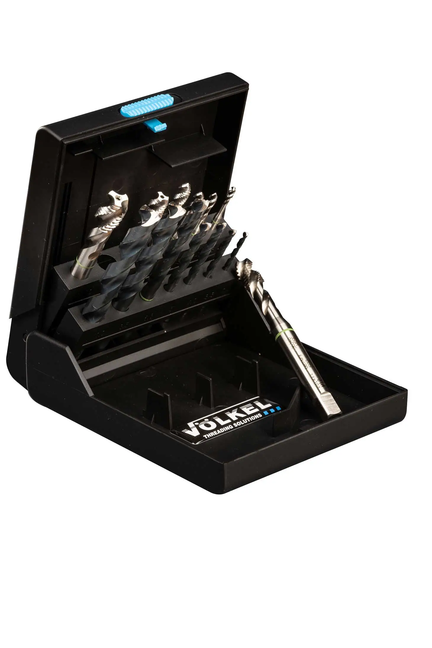 Machine taps GREEN RING HSSE (set of 14 pcs.) incl. twist drills DIN 371/376 Form C 39° SP M 3 - M 12
